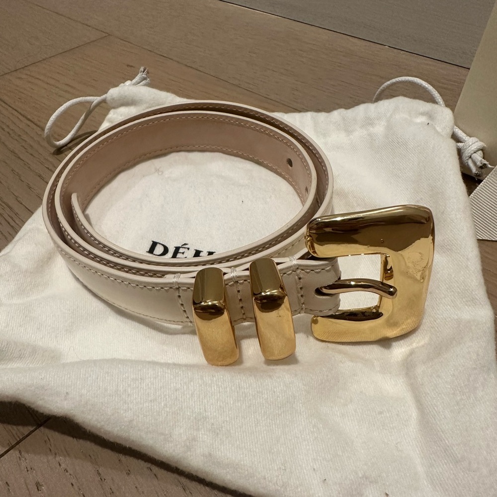 Dehanche Tetra Gold Buckle Cream Belt XS - Picture 2 of 5